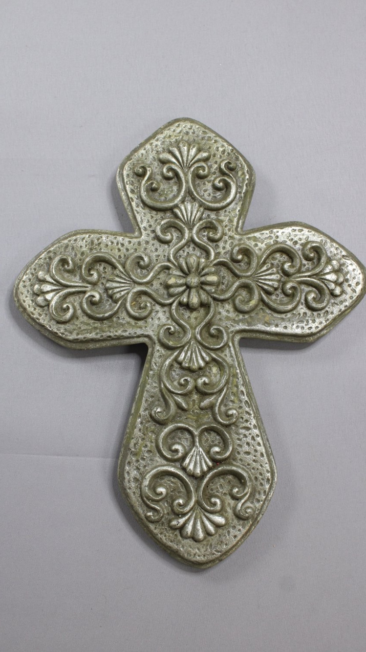 Berkeley Designs Ornate Wall Cross Floral Scroll Filigree Sawtooth Hanger